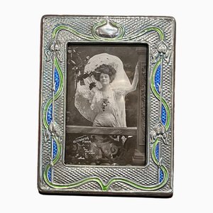 Art Nouveau Silver & Enamel Photo Frames, Set of 2