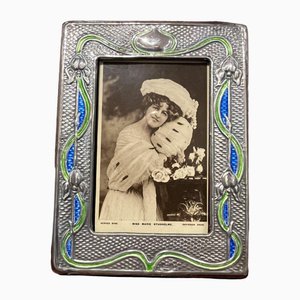 Art Nouveau Silver & Enamel Photo Frame