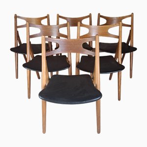 Chairs Sawbuck Ch 29 in Teak from Carl Hansen, 1960s, Set of 6