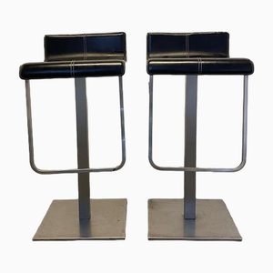 Tabourets de Bar en Cuir, 1980s, Set de 2