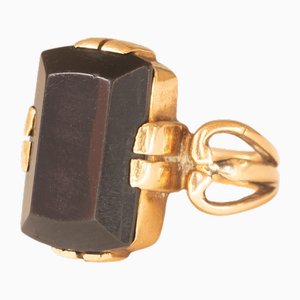 Antique 18k Yellow Gold Ring with Onyx, Early 20th Century