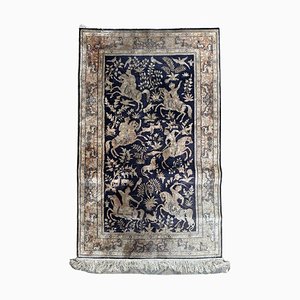 Vintage Chinese Fine Silk Rug, 1980s