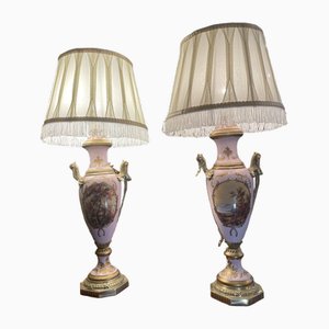 Ceramic and Brass Table Lamps, Set of 2