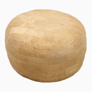 Vintage Patchwork Pouf in Leather