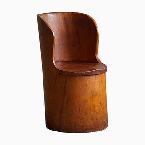 Swedish Modern Hand Carved Stump Chair in Pine, 1960s
