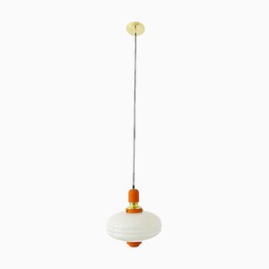 Vintage Glass Hanging Lamp in Milk Glass, 1960s