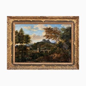 Artista di scuola italiana, Artista, Paesaggio, XVIII secolo, Olio su tela, In cornice