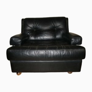Black Leather Armchair from Dux International, Sweden, 1960s