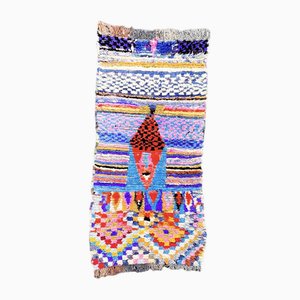 Handgewebter marokkanischer Boucherouite Berber Teppich aus Baumwolle, 1980er