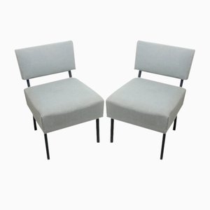 Set of Mid-Century Bauhaus Style Easy Chairs in Grey Fabric