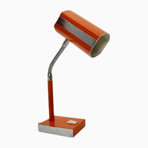 Space Age Schreibtischlampe aus Orangefarbenem Metall, 1960er