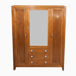 Mid-Century Wardrobe with Large Mirror and Chest of Drawers, 1940s