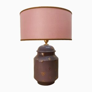 Lampe en Céramique avec Abat-Jour Violet