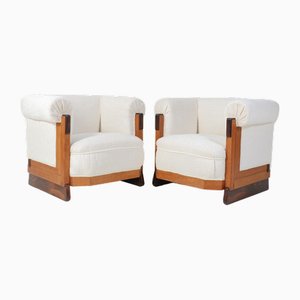 Art Deco Modernist Oak Armchairs in Bouclé by Anton Lucas Leiden, 1920s, Set of 2