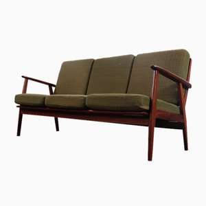 Sofá de tres plazas danés vintage de teca, años 50