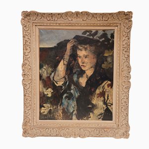 Roland Oudot, Portrait de Femme, Années 30, Huile sur Toile, Encadrée