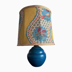 Blue Enameled Ceramic Lamp, 1970s