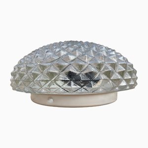 Runde portugiesische Diamod Einbaulampe aus strukturiertem Glas, 1970er