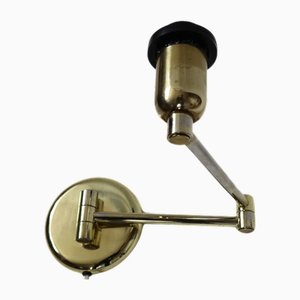 Vintage Brass Wall Light with Foldable Arms, Sweden, 1970s