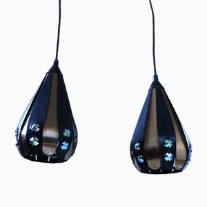 Droplet Pendant Lights in Copper by Werner Schou for Coronell Electrical, Denmark, 1960s, Set of 2