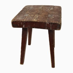 Tabouret Antique d'Art Populaire en Pin, Suède