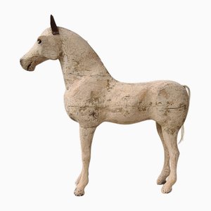 Grande cavallo antico in legno con arte popolare svedese