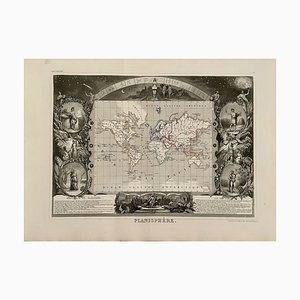 Carte du Monde Planisphère, 1849