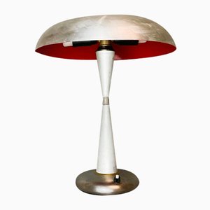 Lámpara de mesa Mid-Century moderna de aluminio en estilo de Stilnovo, años 30