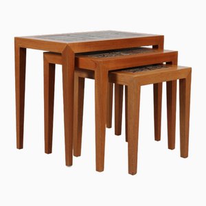 Danish Nesting Tables in Mahogany by Severin Hansen Jr. and Nils Thorsson for Haslev Møbelsnedkeri and Royal Copenhagen, 1970s, Set of 3