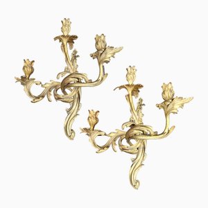 Louis XV Bronze Wandleuchten, 2er Set