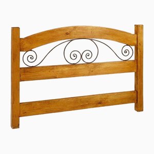 Vintage Mexican Single Bed Wrought Iron and Wood Headboard