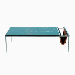 Mesa de centro minimalista Mid-Century de mármol negro, años 60