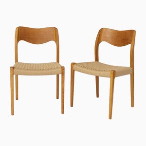 Model 71 Chairs in Oak by Niels Otto Møller, 1950s, Set of 2