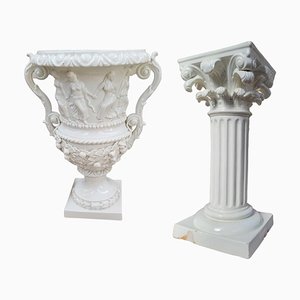 Vase Vintage en Porcelaine avec Support, Italie
