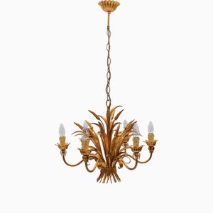 Große Hollywood Regency Wheat Deckenlampe von Hans Kögl, Deutschland, 1970er