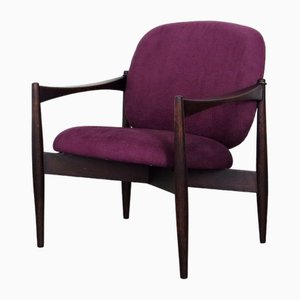 Mid-Century Armchair in Fabric and Oak