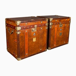 Vintage English Officers Campaign Luggage in Leather Cases, 1980s, Set of 2