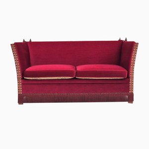 Danish Velour 2 Seater Drop Arm Sofa in Velour, 1970s