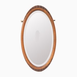 French Art Deco Oval Mirror, 1930s-1940s