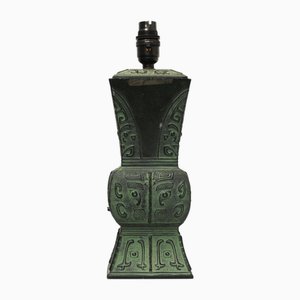 Archaic Style Green Verdigris Table Lamp, 1960s