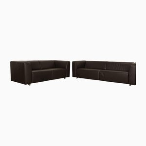 3-Seater and 2-Seater Sofa in Anthracite Leather from Ewald Schillig, Set of 2