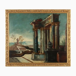 Italian Artist, Landscape, Oil on Canvas, 18th Century, Framed