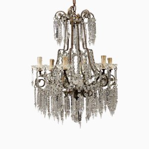 Vintage Chandelier in Glass & Metal