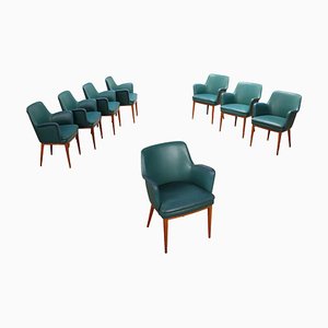 Armchairs in Leatherette from Cassina, Italy, 1950s, Set of 8