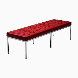 Banc en Cuir Rouge par Florence Knoll pour Knoll International, 2007