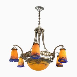 Lámpara de araña Art Déco atribuida a Muller Freres Luneville, años 20