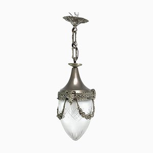 Lámpara colgante modernista en forma de lágrima de níquel, década de 1900