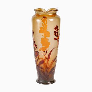 Grand Vase Art Nouveau en Pâte de Verre par Emile Gallé, 1900s