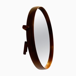 Specchio da parete circolare in teak di U. & O. Kristiansson per Luxus Vittsjö Sweden, anni '60