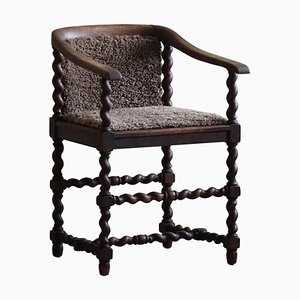 Antiker Französischer Sessel aus Lammwolle, 19. Jh.
